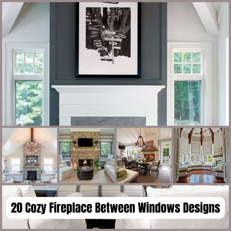 20 Cozy Fireplace Between Windows Designs