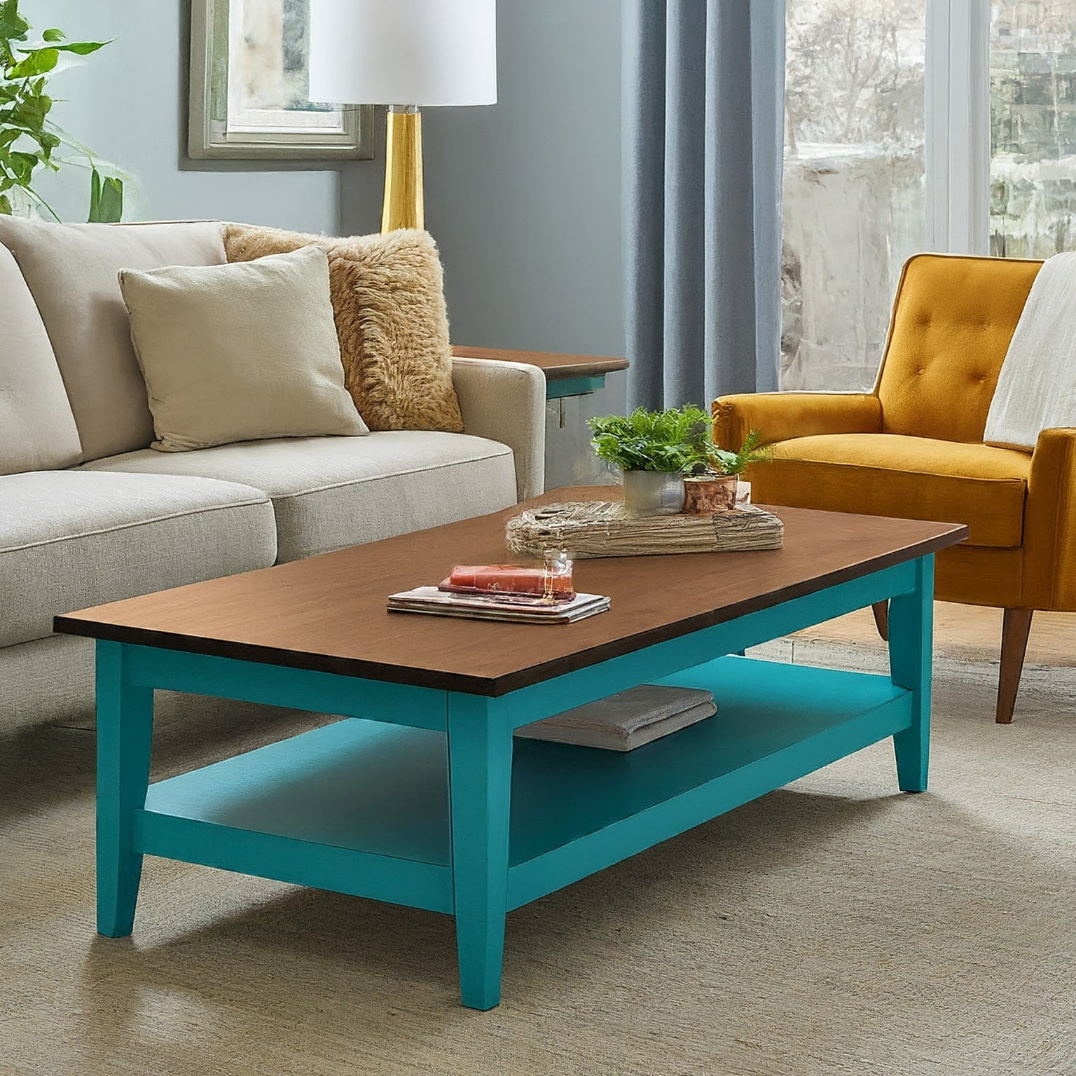 Coffee Table with Lift Top and Pop of Color